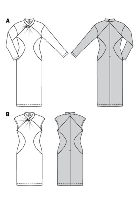 Выкройка Платье трикотажное с фигурными рельефными швами (Burda 2/2018, № выкройки 6382 A)