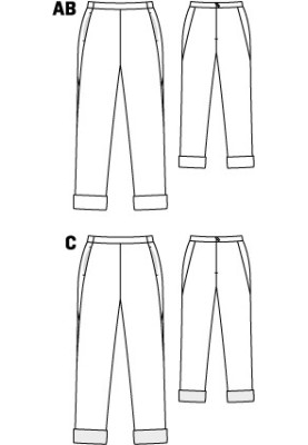 Pattern Pants of a narrow cut with lapels (Burda 9/2011, pattern number 107 B)