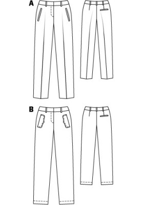 Pattern Pants of a narrow cut made of canvas (Burda 2/2011, pattern number 123 A)