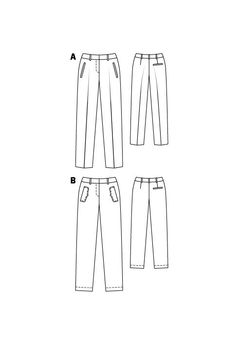 Pattern Pants of a narrow cut made of canvas (Burda 2/2011, pattern number 123 A)