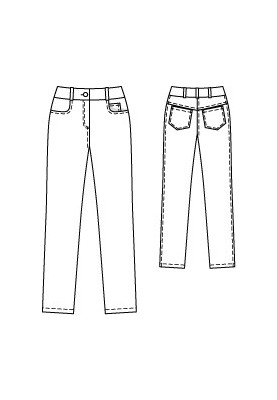 Pattern Slim fit jeans with five pockets (Burda 4/2010, pattern number 120)