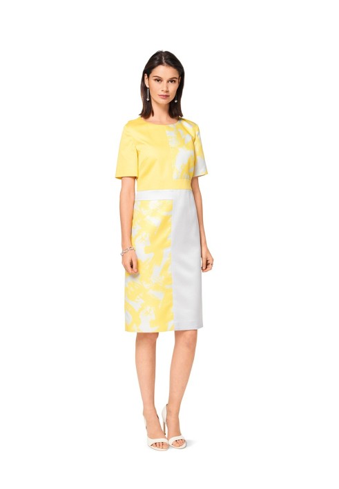 Pattern Dress cut out in color-blocking style (Burda 1/2017, pattern number 6499 B)