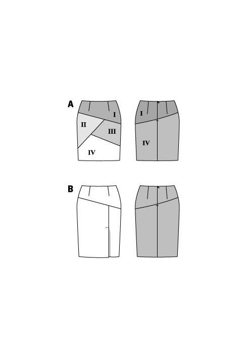 Викрійка Спідниця-олівець в стилі печворк (Burda 2/2015, № викрійки 6700 A)