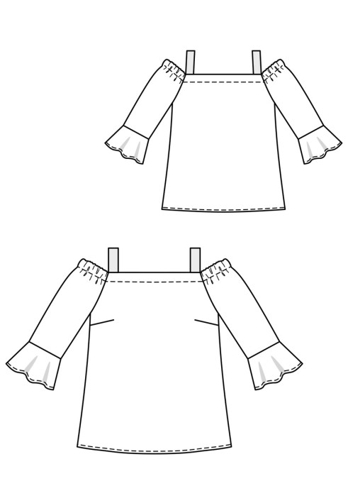 Выкройка Блуза льняная с открытыми плечами (Burda. Мода Plus 1/2019, № выкройки 401)
