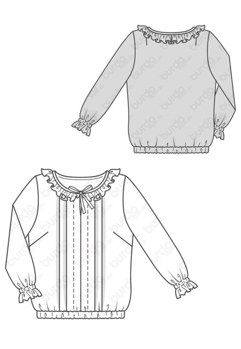 Pattern Silk tunic with frills on the neckline (Burda 2/2018, pattern number 6392 B)