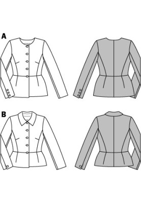 Pattern Single-breasted jacket with a basque and a turn-down collar (Burda 1/2014, pattern number 6901 B)