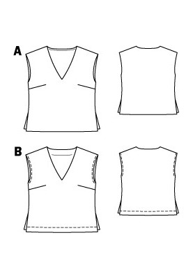 Выкройка Топ льняной с V-образным вырезом (Burda 6/2011, № выкройки 106 B)