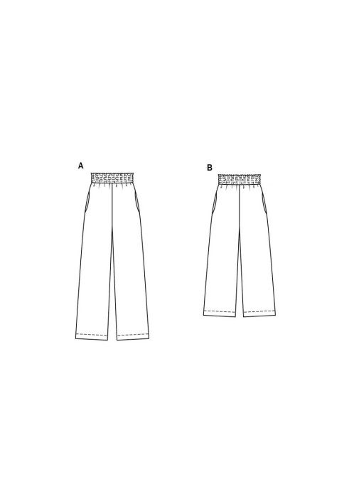 Pattern Straight-cut culottes with a wide elastic waistband (Burda 1/2020, pattern number 6229 B)