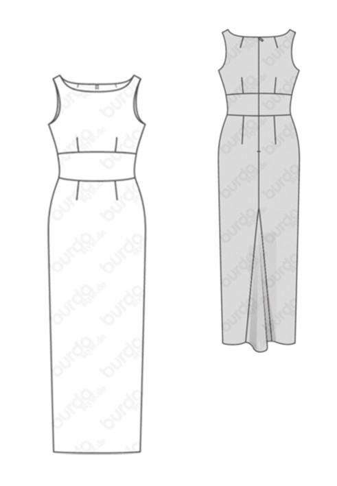 Pattern Maxi dress with a wide sewn-in belt (Burda 1/2018, pattern no. 6441 B)