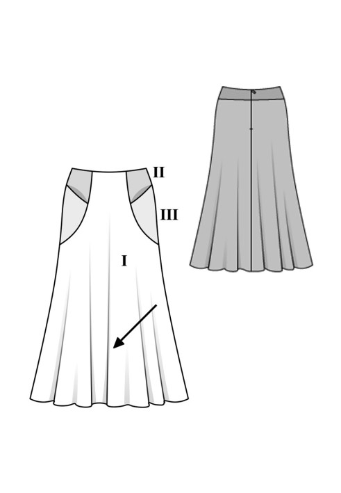 Pattern Midi skirt with original pockets (Burda 2/2016, pattern number 6572 B)