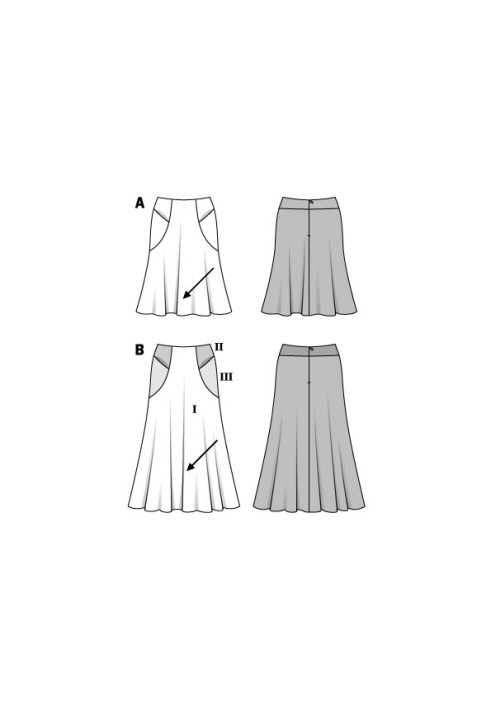 Pattern Midi skirt with original pockets (Burda 2/2016, pattern number 6572 B)