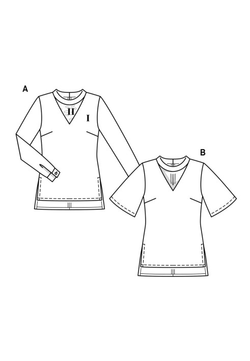 Pattern Blouse with a choker collar (Burda 1/2018, pattern number 6424 B)