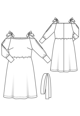 Pattern Dress with straps and slits on the sleeves (Burda 5/2018, pattern number 122)