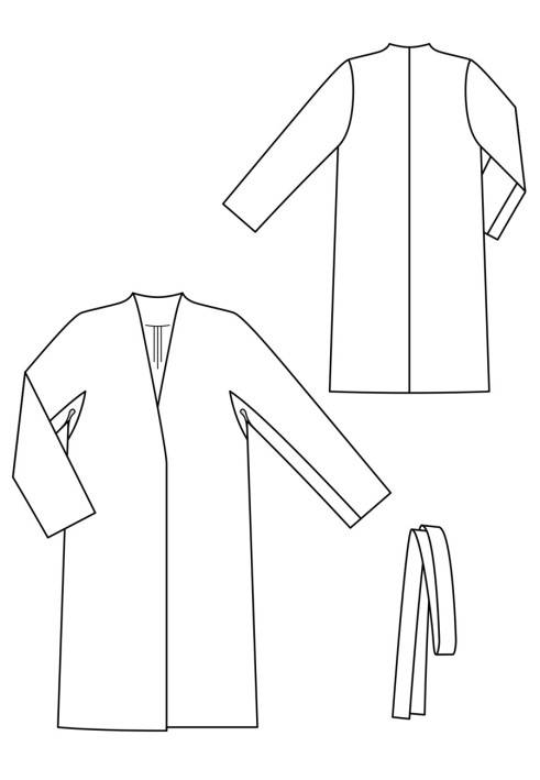 Pattern Coat of a straight silhouette with a belt (Burda 9/2019, pattern number 117)