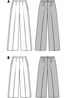 Выкройка Брюки широкого кроя длиной 7/8 (Burda 2/2015, № выкройки 6701 B)