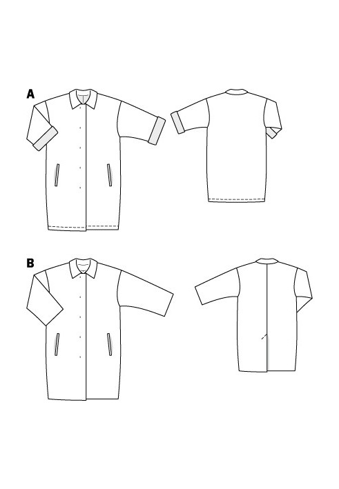 Выкройка Пальто короткое с рукавами 3/4 (Burda 2/2011, № выкройки 112 B)