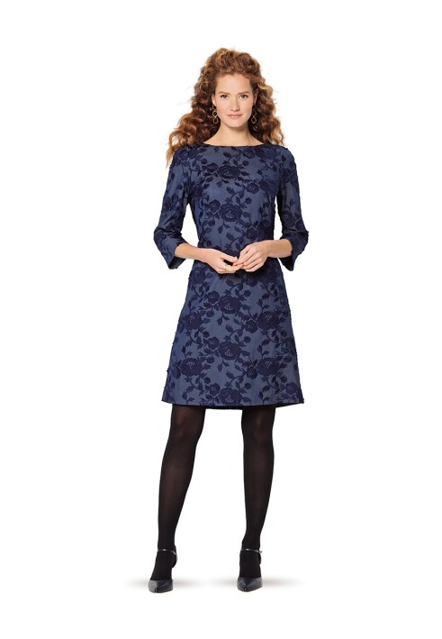 Pattern Dress of a fitted silhouette with slanting pleats (Burda 2/2020, pattern number 6149 A)