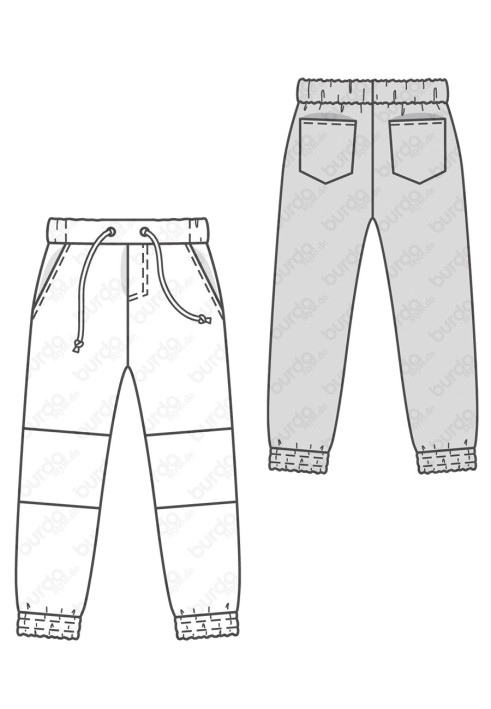 Pattern Pants of a narrowed cut in a sports style (Burda 2/2017, pattern number 9354 C)