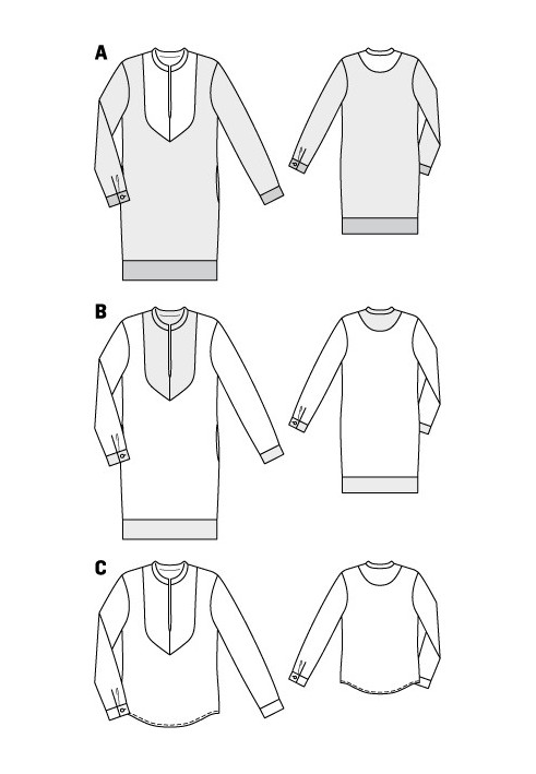 Выкройка Платье прямого кроя с контрастным пластроном (Burda 9/2010, № выкройки 109 A)