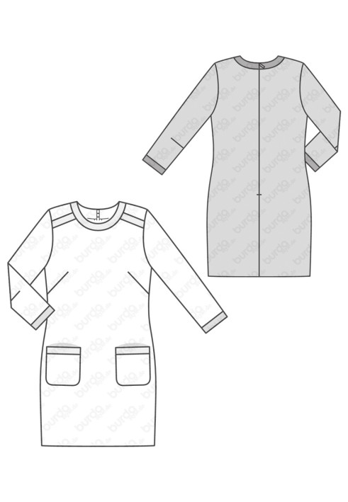 Pattern Boucle dress in a fitted silhouette with 3/4 sleeves (Burda 2/2018, pattern number 6381 B)