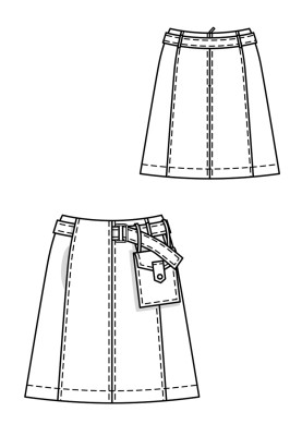 Pattern Skirt with a hanging pocket on the belt (Burda 4/2019, pattern number 113)