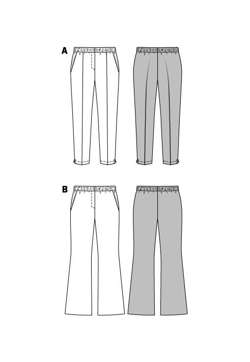 Выкройка Брюки расклешенного кроя на эластичном поясе (Burda 2/2014, № выкройки 6859 B)