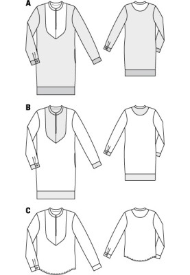 Pattern Straight-cut blouse with plastron and stand-up collar (Burda 9/2010, pattern number 109 C)