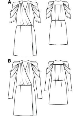 Pattern Dress with original assemblies on the sleeves (Burda 12/2010, pattern number 102 A)