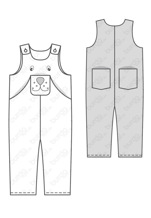 Pattern Denim overalls with wide straps (Burda 2/2018, pattern number 9330 A)