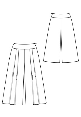 Pattern Skirt-trousers of a free cut with pleats (Burda 1/2020, pattern number 111 B)