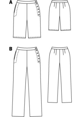 Bermuda corduroy pattern with button fastening (Burda 8/2011, pattern number 130 A)