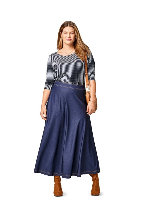 Pattern Skirt with a flared silhouette on a shaped belt (Burda 2/2017, pattern number 6491 A)