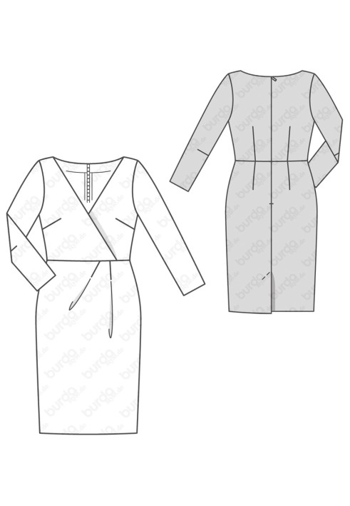 Pattern Cutaway knitted dress with pleats at the waist (Burda 2/2019, pattern number 6287 A)