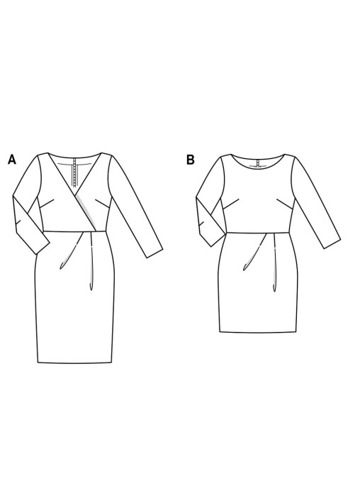 Pattern Cutaway knitted dress with pleats at the waist (Burda 2/2019, pattern number 6287 A)