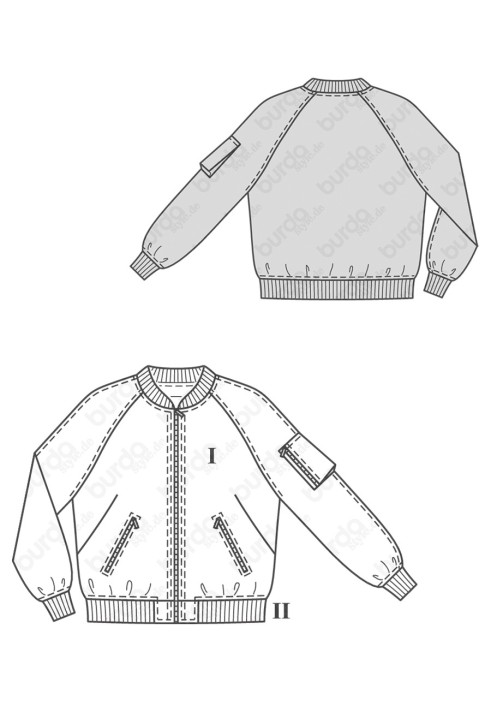 Pattern Bomber jacket with raglan sleeves (Burda 2/2017, pattern number 6489 A)