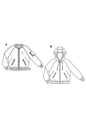 Выкройка Блузон а-ля бомбер с рукавами реглан (Burda 2/2017, № выкройки 6489 A)