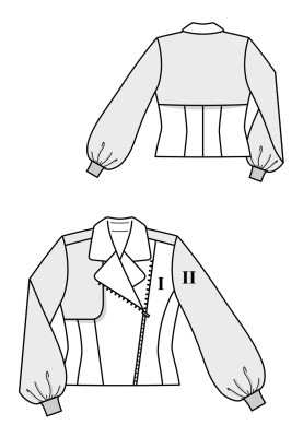 Выкройка Жакет в байкерском стиле с отлетными кокетками (Burda 3/2019, № выкройки 108)