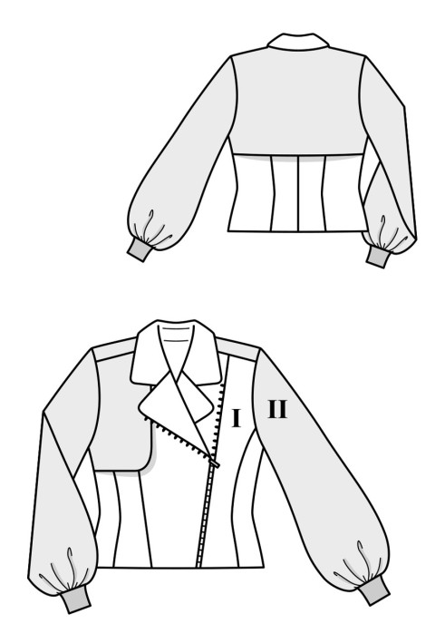 Выкройка Жакет в байкерском стиле с отлетными кокетками (Burda 3/2019, № выкройки 108)