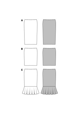 Выкройка Юбка-карандаш трикотажная на резинке (Burda 2/2016, № выкройки 6617 A)