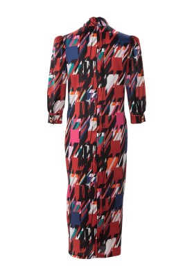 Pattern Stand Collar Midi Dress (Burda 2/2018, Pattern No. 6381 A)