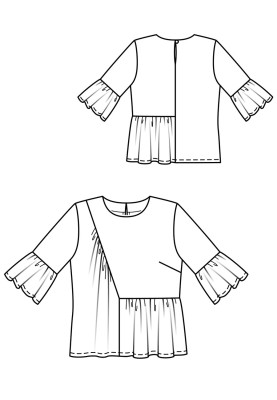 Pattern Straight-cut blouse with assemblies (Burda 3/2019, pattern number 111)