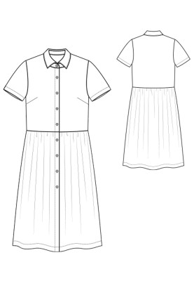 Pattern Dress-shirt with gathered skirt (I love to sew 2/2019, pattern number 107)