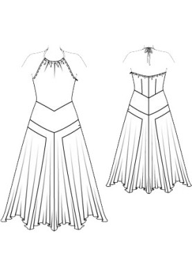 Pattern Dress with an acute-angled skirt (Burda 7/2015, pattern number 105 V)