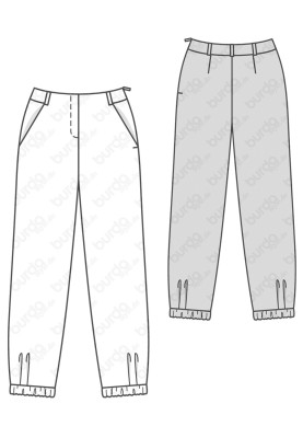 Pattern Joggers made of velvet (Burda 2/2018, pattern number 6371 A)