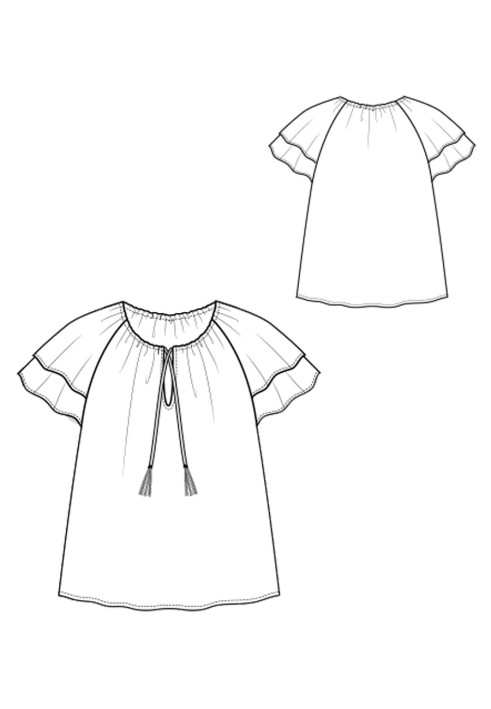 Pattern Blouse with two-layer raglan sleeves (I love to sew 2/2019, pattern number 110)