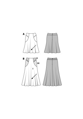 Pattern Flared silhouette skirt with original pockets (Burda 2/2016, pattern number 6572 A)