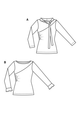 Выкройка Пуловер узкого кроя со сборками в шве (Burda 2/2019, № выкройки 6281 B)