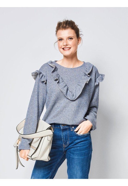 Pattern Straight-cut pullover with frills (Burda 1/2018, pattern number 6406 C)