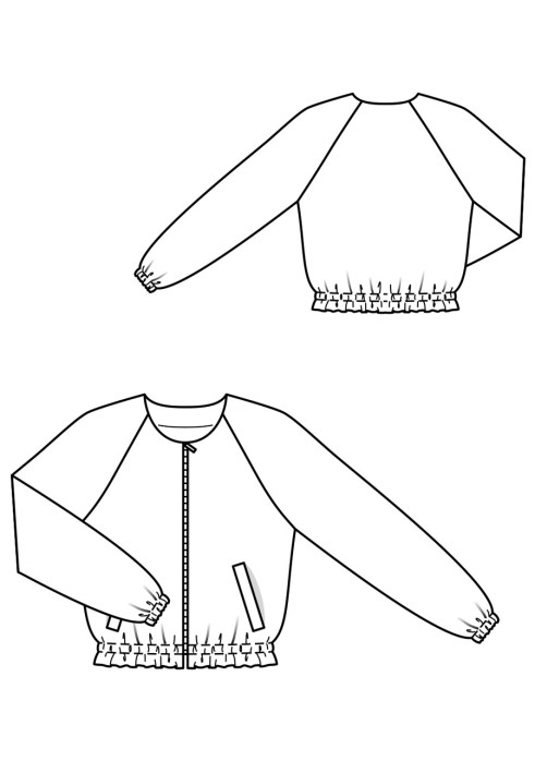 Pattern Blouse with raglan sleeves without collar (Burda 3/2020, pattern number 104 B)