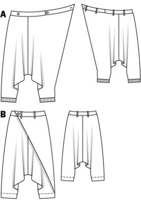 Выкройка Брюки трикотажные саруэлы (Burda 7/2010, № выкройки 109 A)